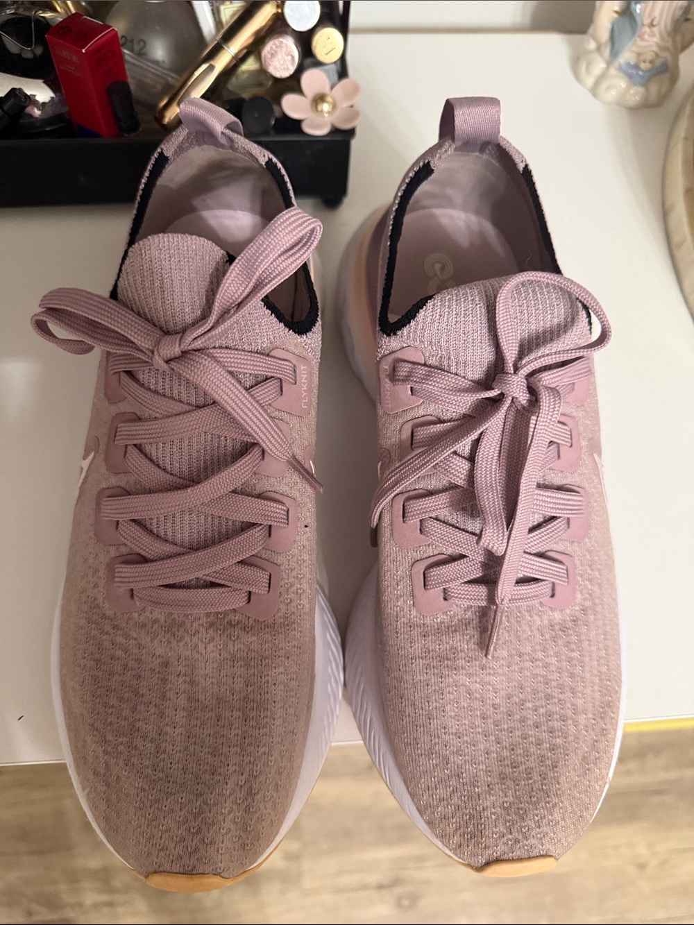 Nike Women's Knit Lace-Up Athletic Sneakers - Dusty Pink